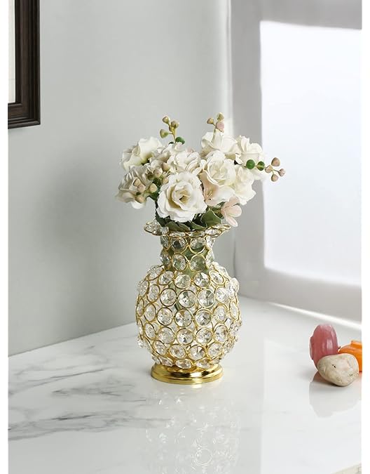 Buy Amazon Brand - Umia Metal Flower Vase with Crystal Studded